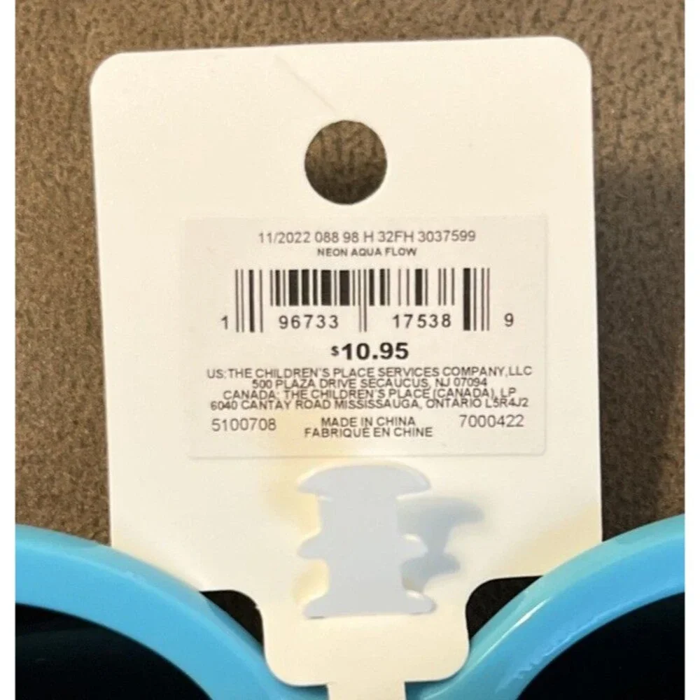 Nwt Gymboree Girls Sunglasses Neon Aqua Flow 2T-5T Blue/with White Polka Dots